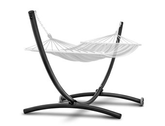 Hangmat standaard - met wielen - 380x130x125 cm - zwart