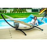 Hangmat standaard - met wielen - 380x130x125 cm - zwart