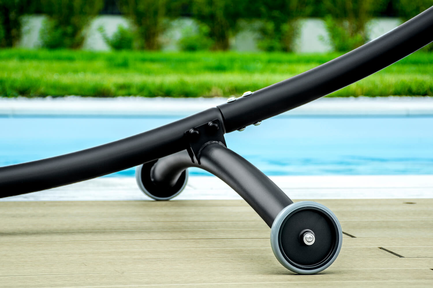 Hangmat standaard - met wielen - 380x130x125 cm - zwart