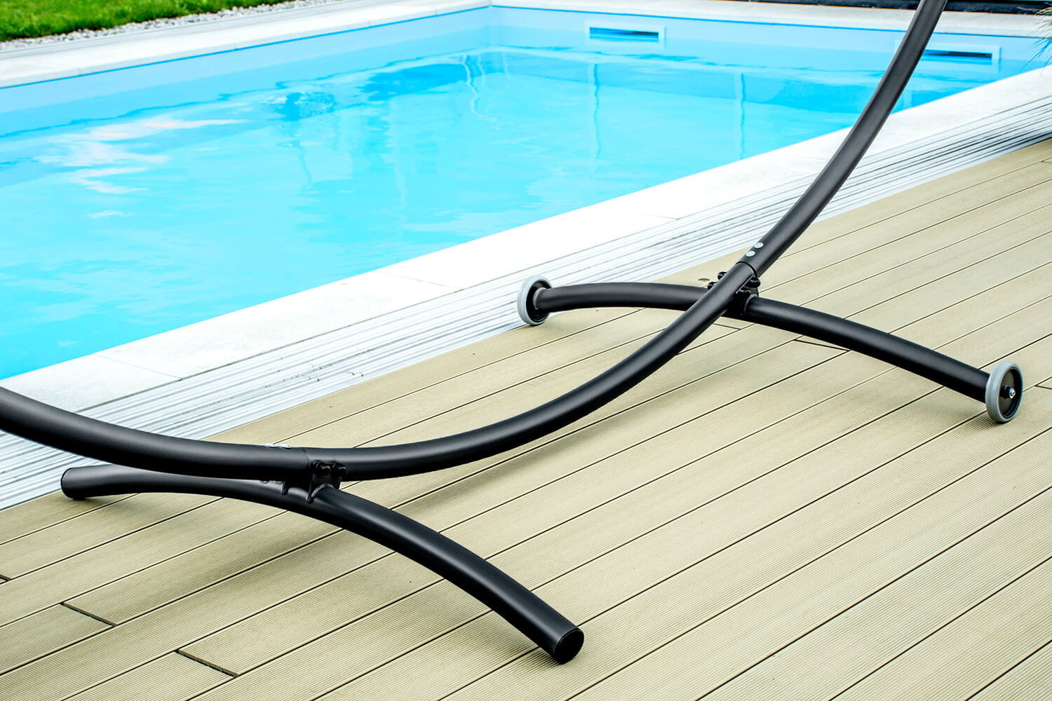 Hangmat standaard - met wielen - 380x130x125 cm - zwart