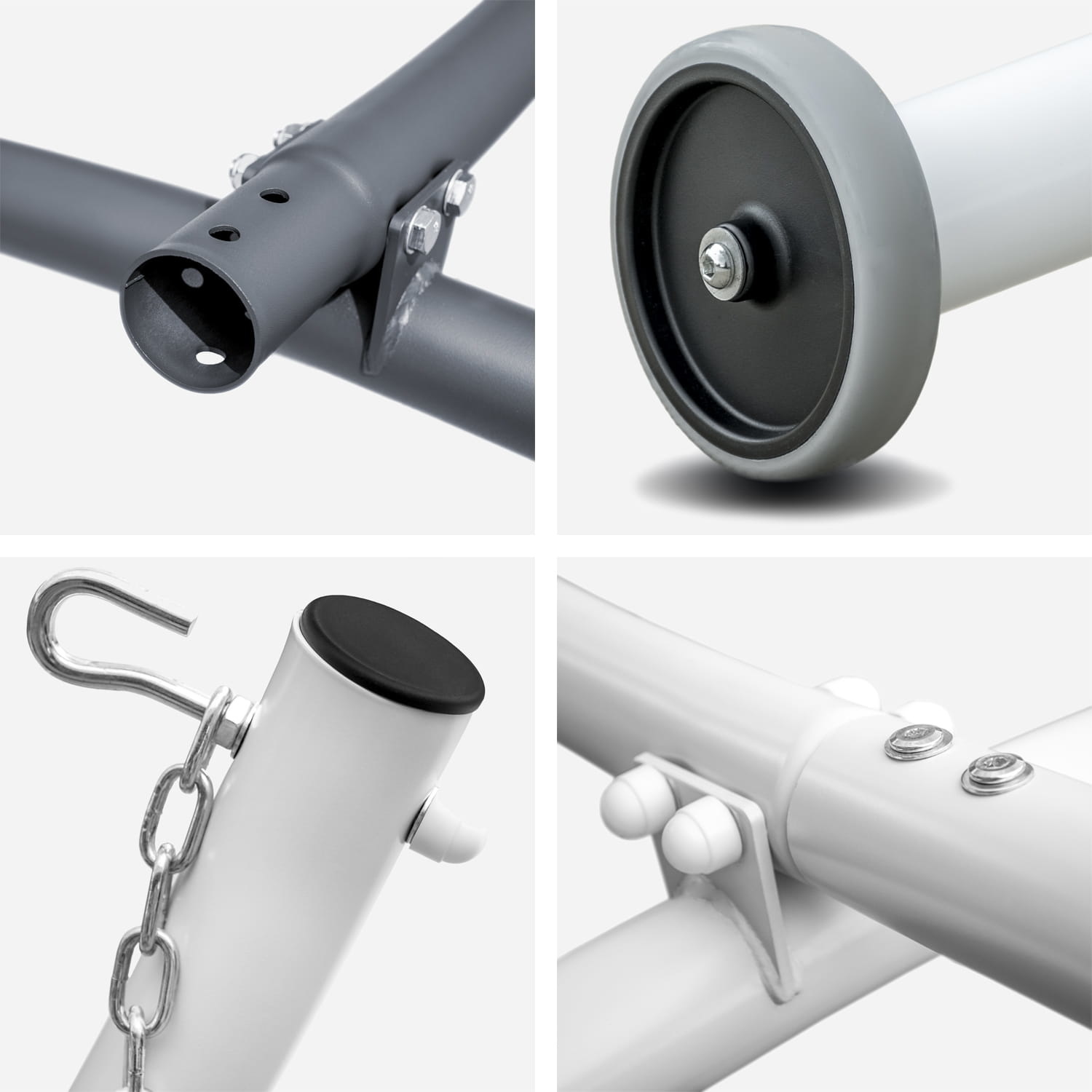 Hangmat standaard - met wielen - 380x130x125 cm - antraciet