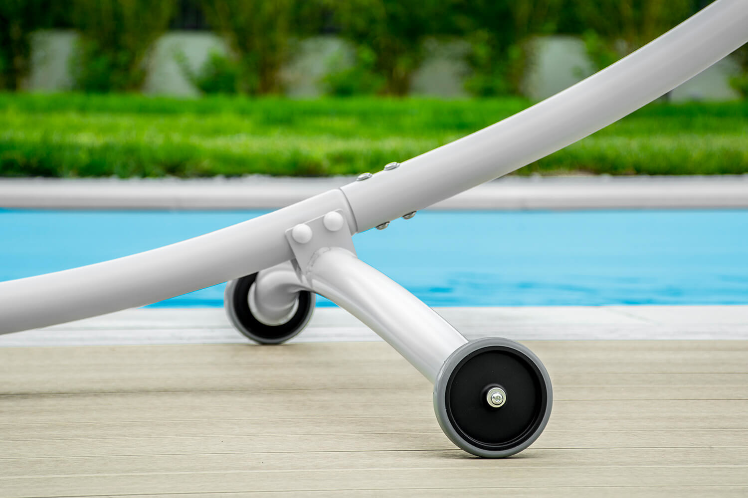 Hangmat standaard - met wielen - 380x130x125 cm - wit