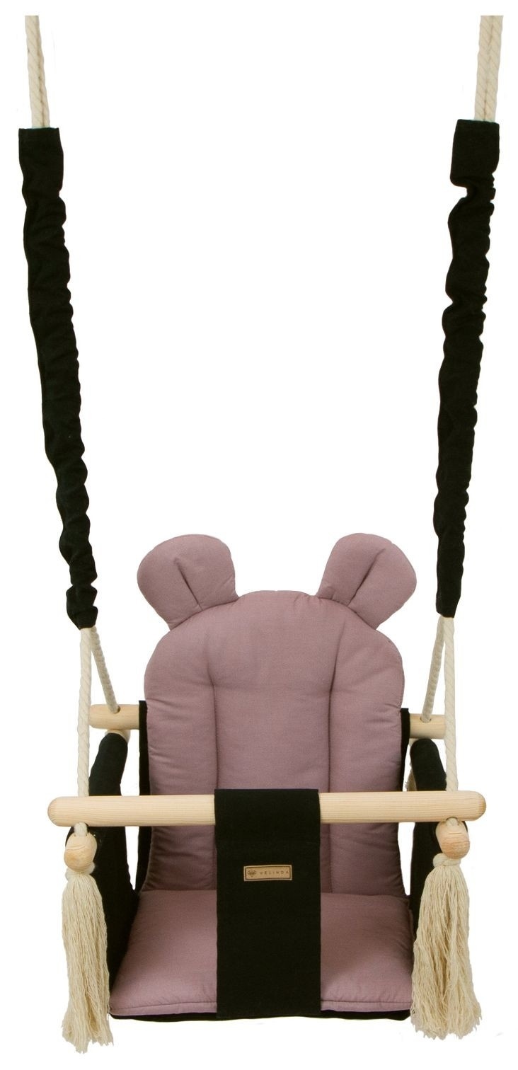 Babyschommel - babyswing - met oren - max. 20 kg - zwart, lichtroze