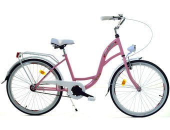 Meisjesfiets - 24 inch - robuust -  wit roze - Dallas Bike