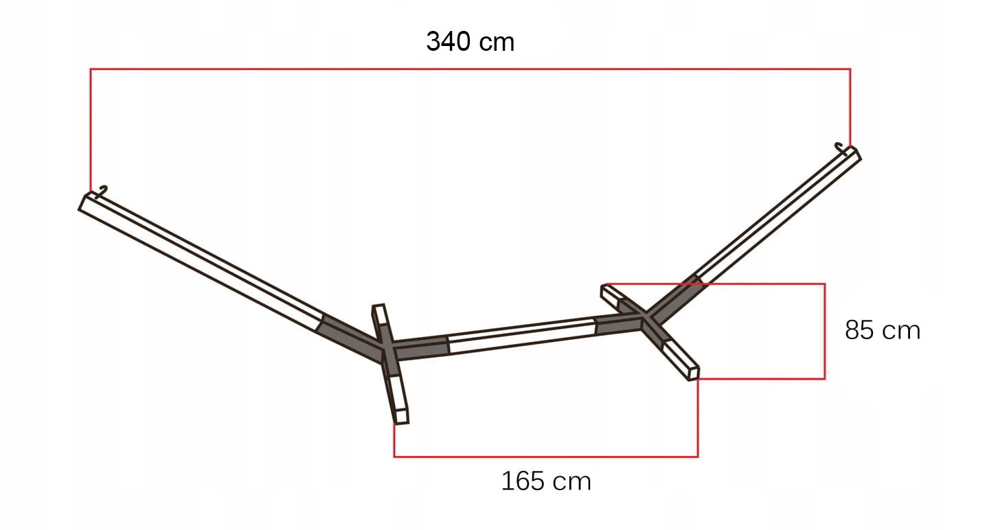 Hangmat standaard – hout 340 x 85 cm – incl montageset
