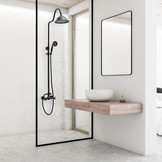 Regendoucheset - retro - met mengkraan - 20 cm - zwart