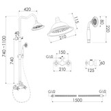 Regendoucheset - retro - met mengkraan - 20 cm - zwart