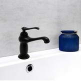 Retro wastafelkraan - zwart - 17,2x17 cm - eengreeps