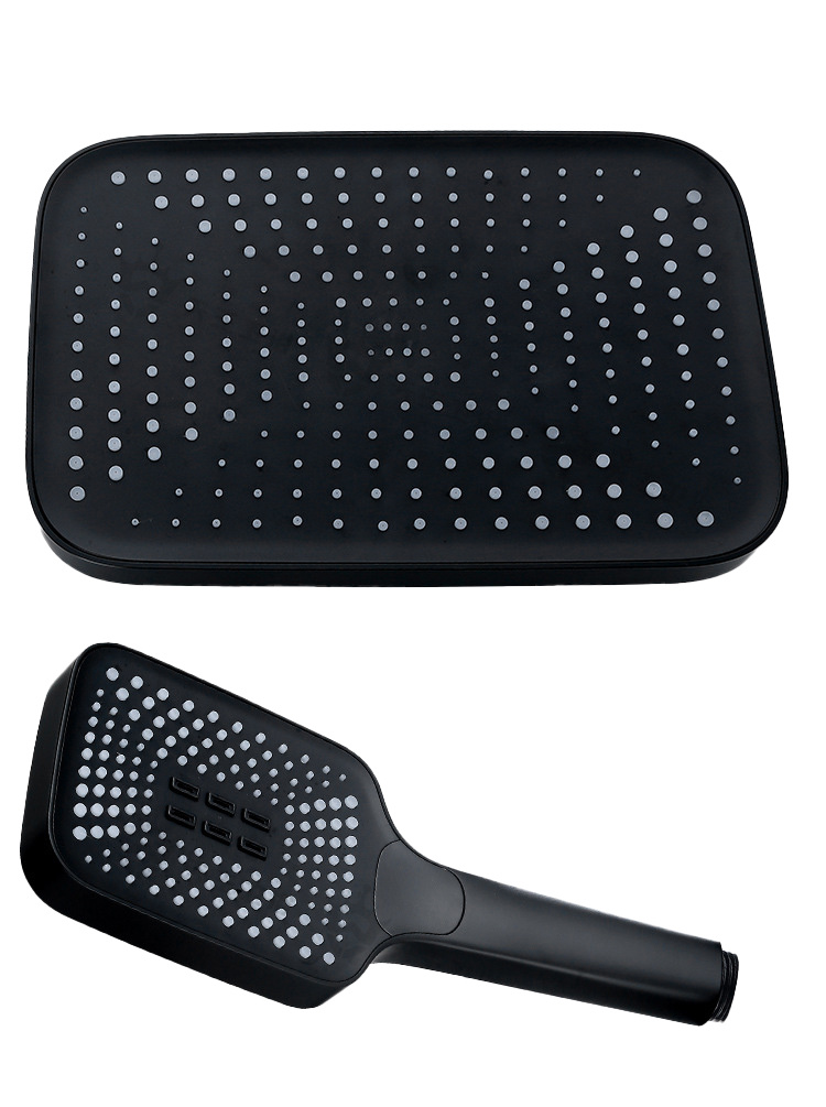 Regendoucheset - 30 cm - zwart - thermostaatkraan, handdouche & sproeier