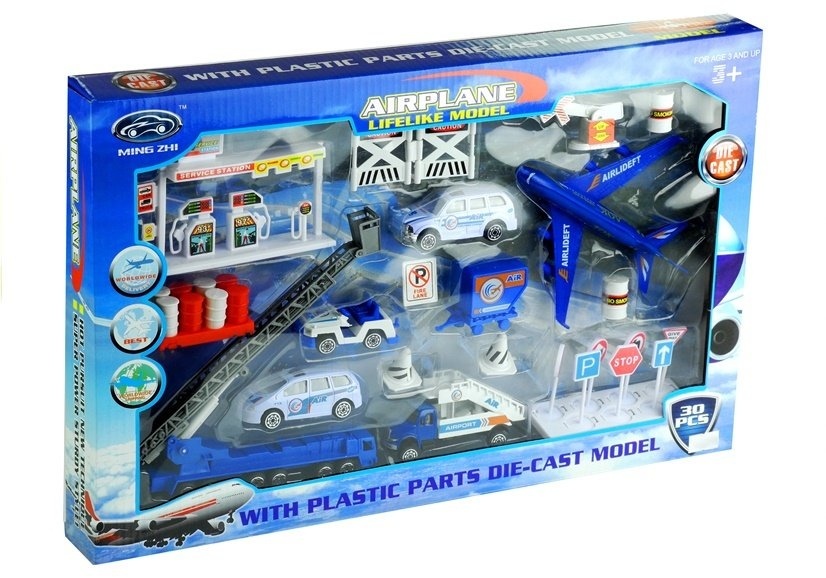 Speelgoed vliegtuig - luchthaven speelset - 30 delig - 1:87