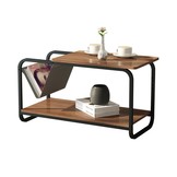 Bijzettafel met krantenbak - 86,5x40x46 cm - loft stijl