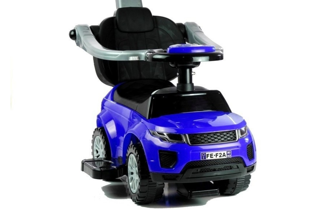 Blauwe loopwagen - peuter loopauto met duwstang