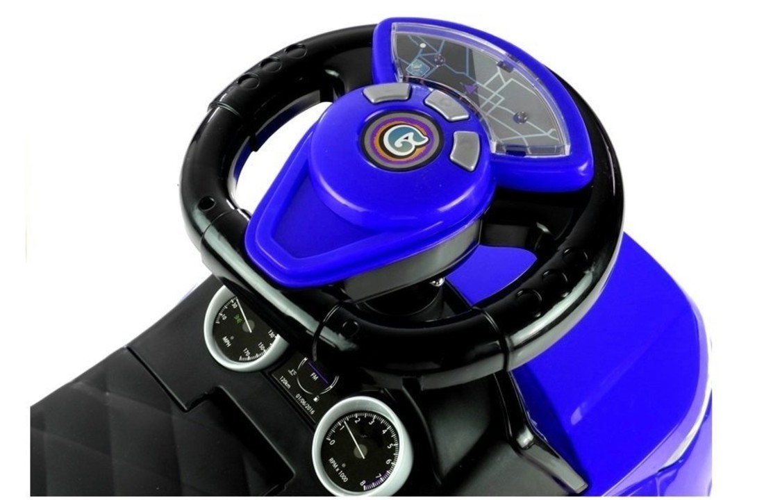 Blauwe loopwagen - peuter loopauto met duwstang