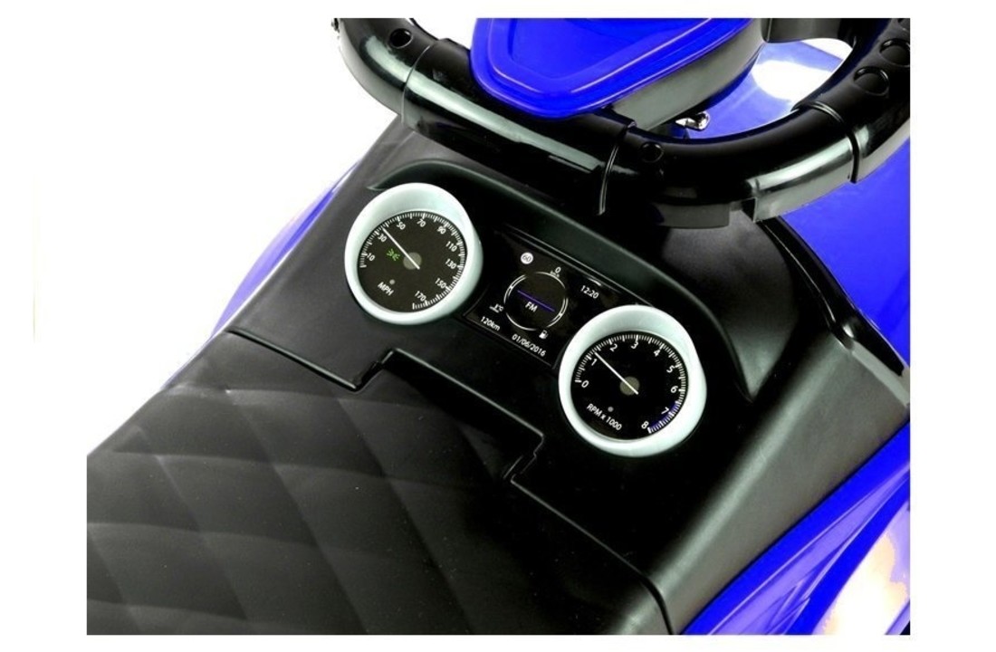 Blauwe loopwagen - peuter loopauto met duwstang