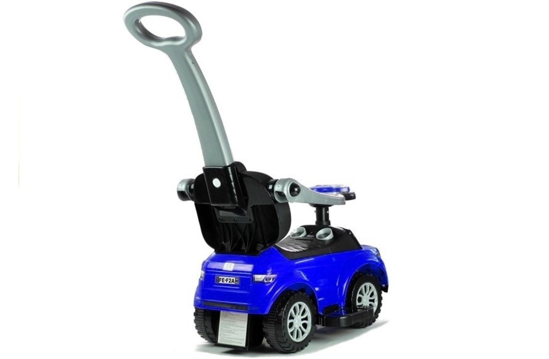 Blauwe loopwagen - peuter loopauto met duwstang