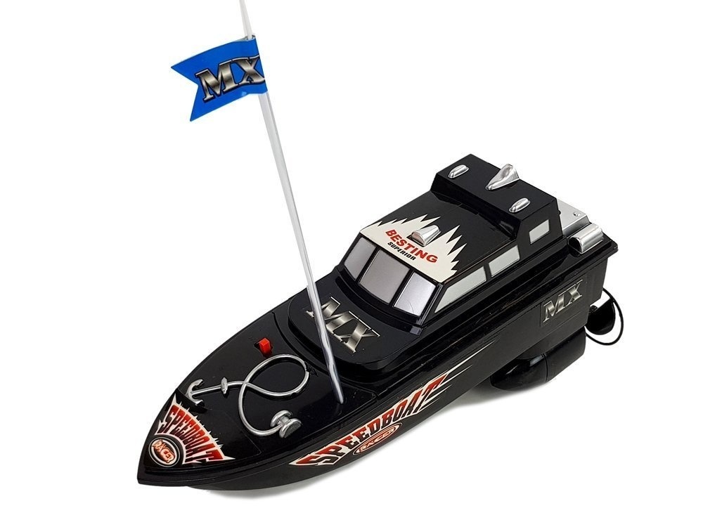 Bestuurbare boot 27 Mhz - 23 cm - zwart - RC speedboot