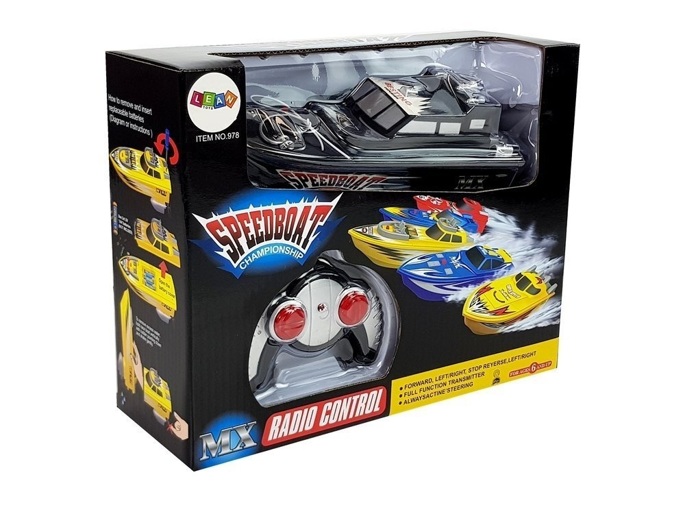 Bestuurbare boot 27 Mhz - 23 cm - zwart - RC speedboot