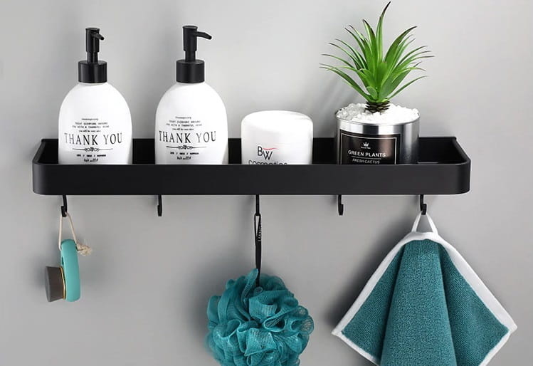 Badkamer schap set - metalen wandplank set - 40 cm - zwart