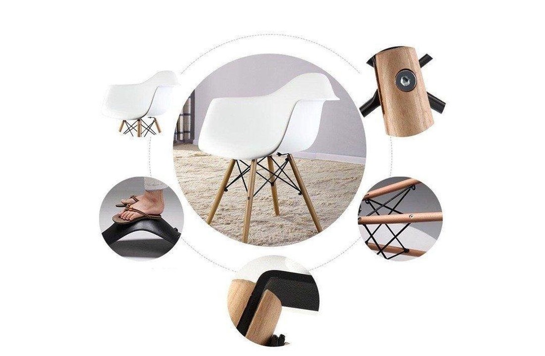 ARIANA - Eetkamerstoelen met armleuning - wit - set van 6