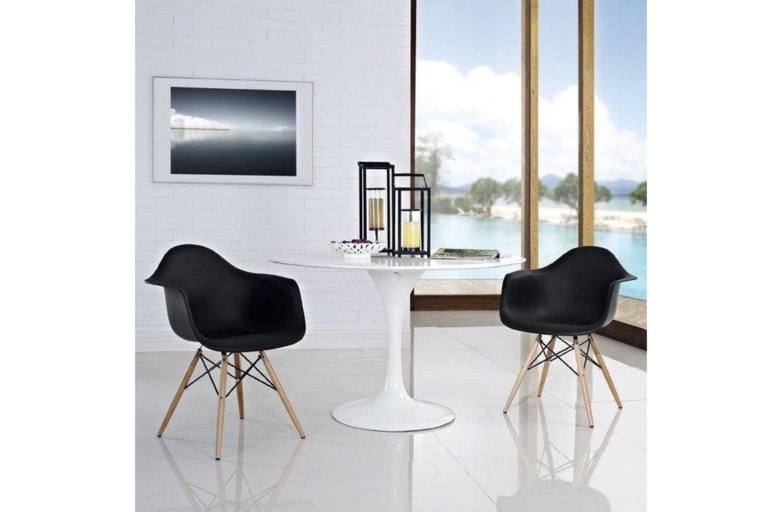 ARIANA - Eetkamerstoelen met armleuning - zwart - set van 6