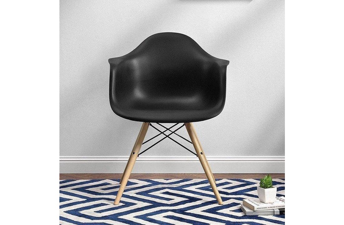 ARIANA - Eetkamerstoelen met armleuning - zwart - set van 6