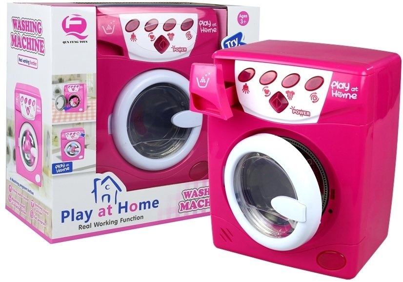 Speelgoed wasmachine -  18,5x24 cm - met licht en geluid - roze
