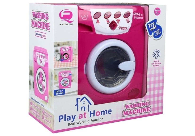 Speelgoed wasmachine -  18,5x24 cm - met licht en geluid - roze