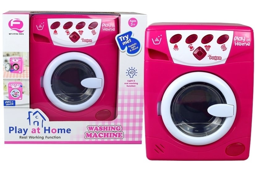 Speelgoed wasmachine -  18,5x24 cm - met licht en geluid - roze
