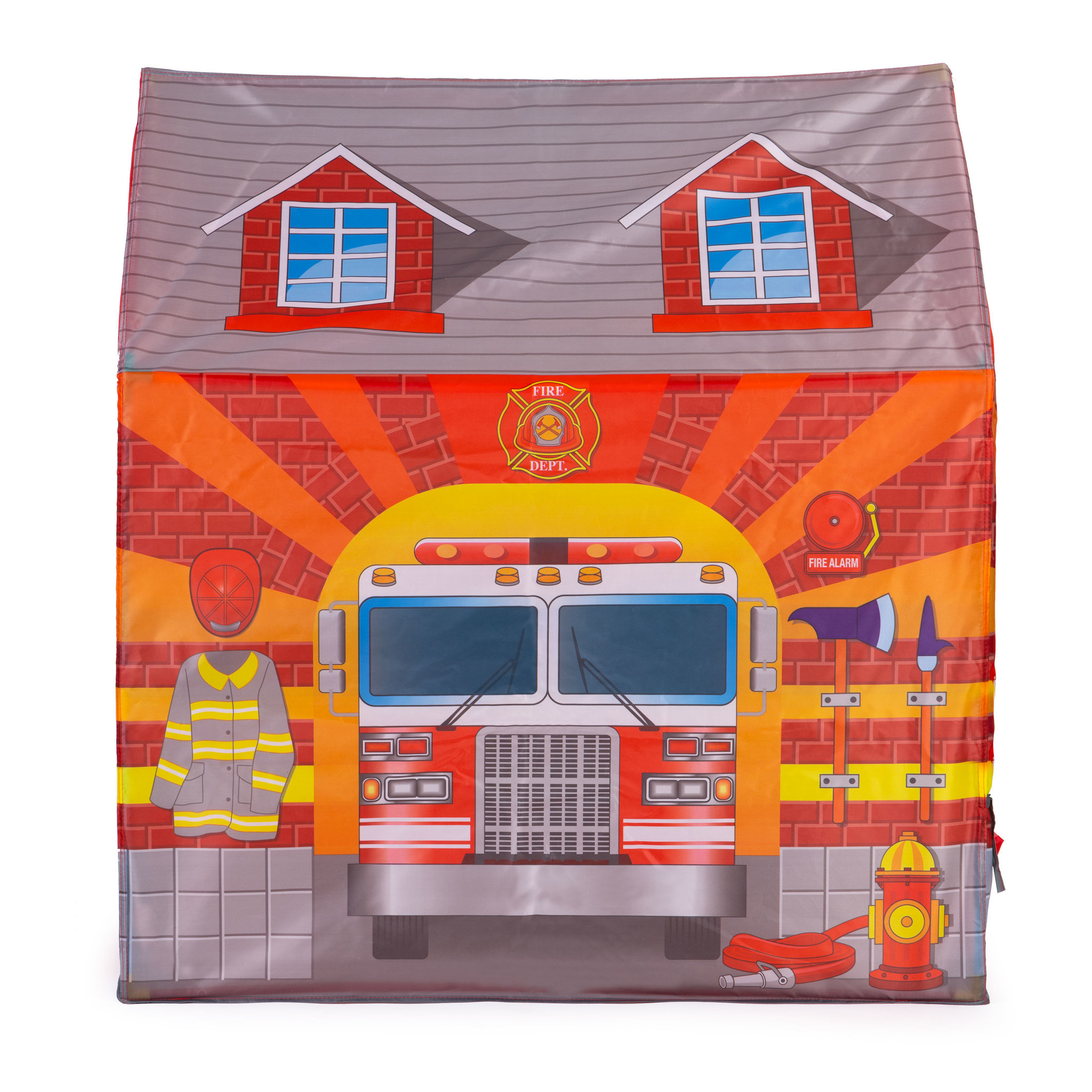 Speeltent - met kruiptunnel - 190x73x102 cm - brandweer - rood