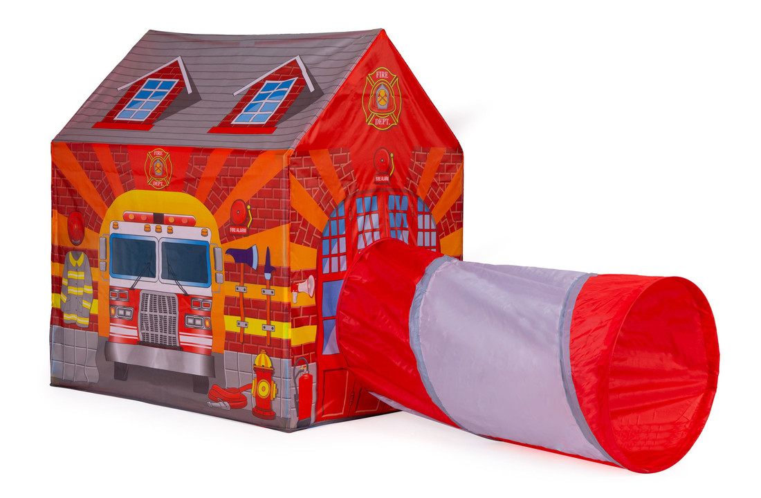 Speeltent - brandweer - met tunnel - 190x73x102 cm - rood
