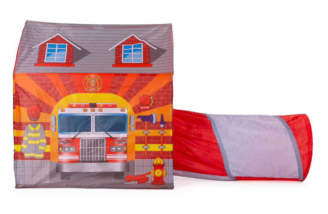 Speeltent - brandweer - met tunnel - 190x73x102 cm - rood