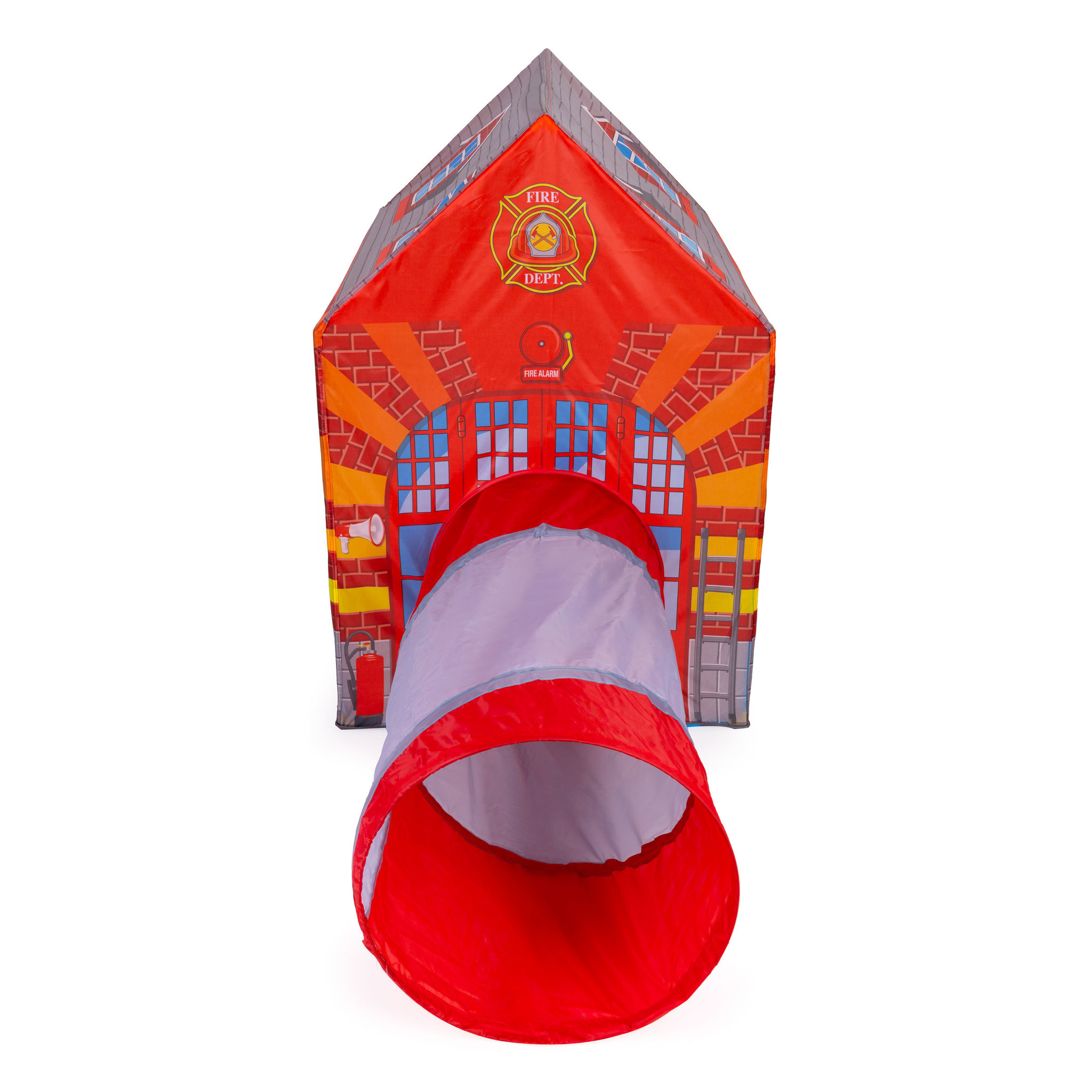 Speeltent - met kruiptunnel - 190x73x102 cm - brandweer - rood