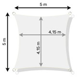 Schaduwdoek - tarp - zonnedoek - vierkant - 5x5 m - grijs