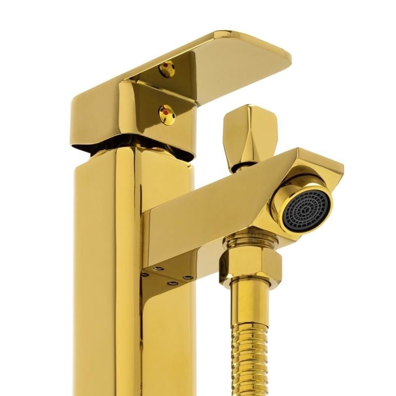 Douchemengkraan met staande kraan messing goud Vikingchoice.nl