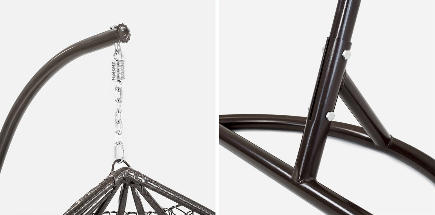 Hangstoel - ei stoel - met standaard - bruin-crème - tot 125 kg