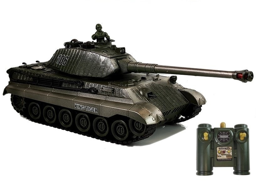 RC legertank duel set - groen en zwart - 26 en 28 cm