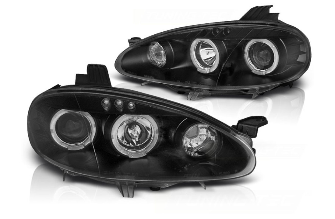 Koplampen dual halo rims geschikt voor MAZDA MX5 01-05 ANGEL EYES ZWART