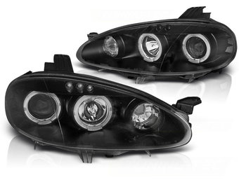 Koplampen dual halo rims MAZDA MX5 01-05 ANGEL EYES ZWART