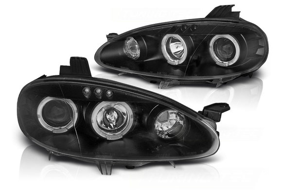 Koplampen dual halo rims geschikt voor MAZDA MX5 01-05 ANGEL EYES ZWART