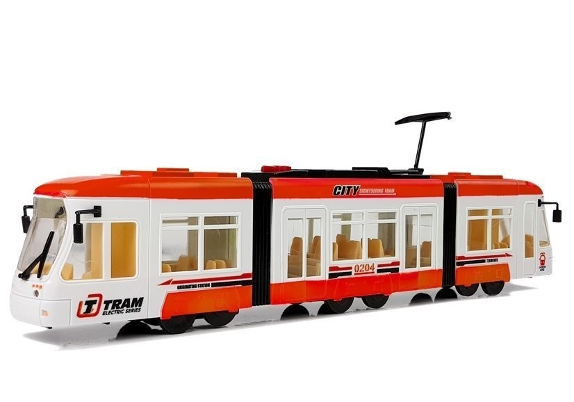 Elektrische speelgoed tram - op batterijen - 46 cm - rood