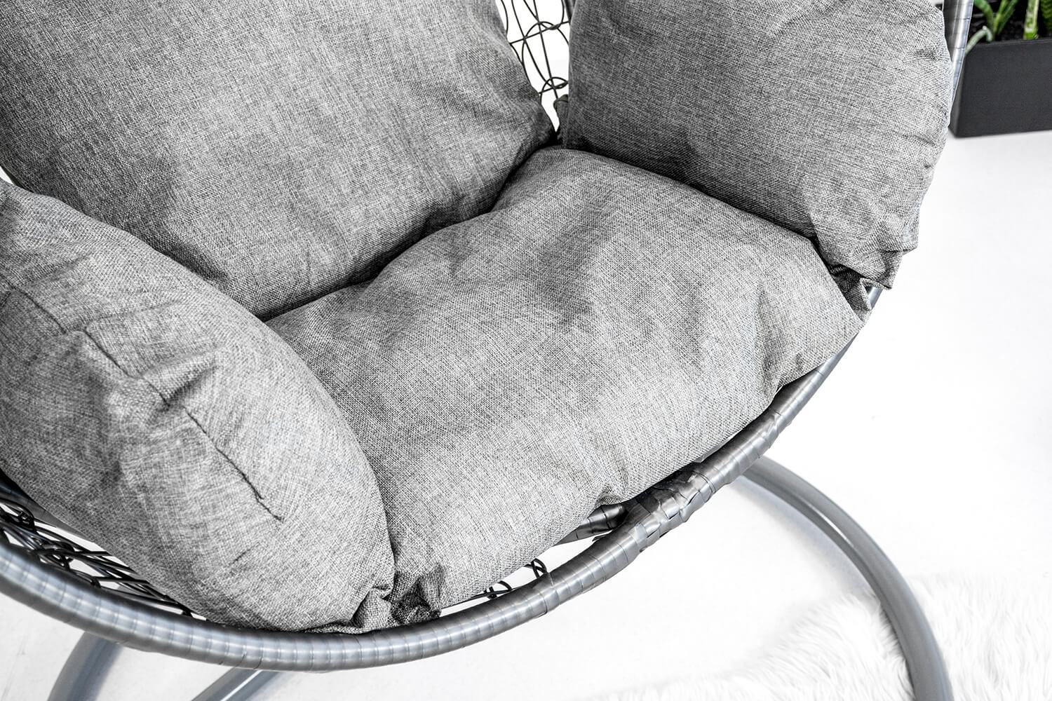 Hangstoel - ei stoel - met grijze standaard & kussens - tot 125kg