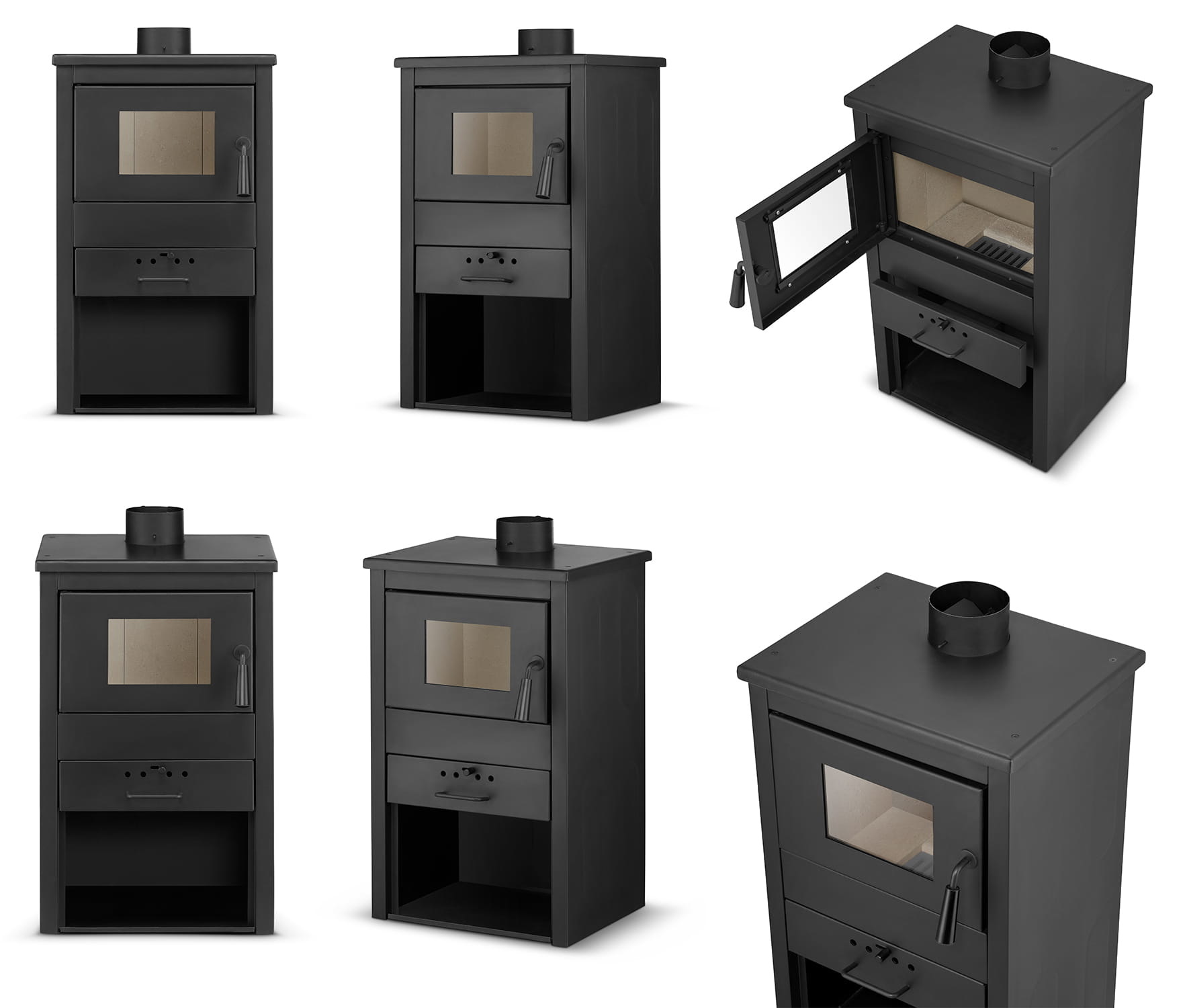 Houtkachel - staal - vrijstaand - 9KW