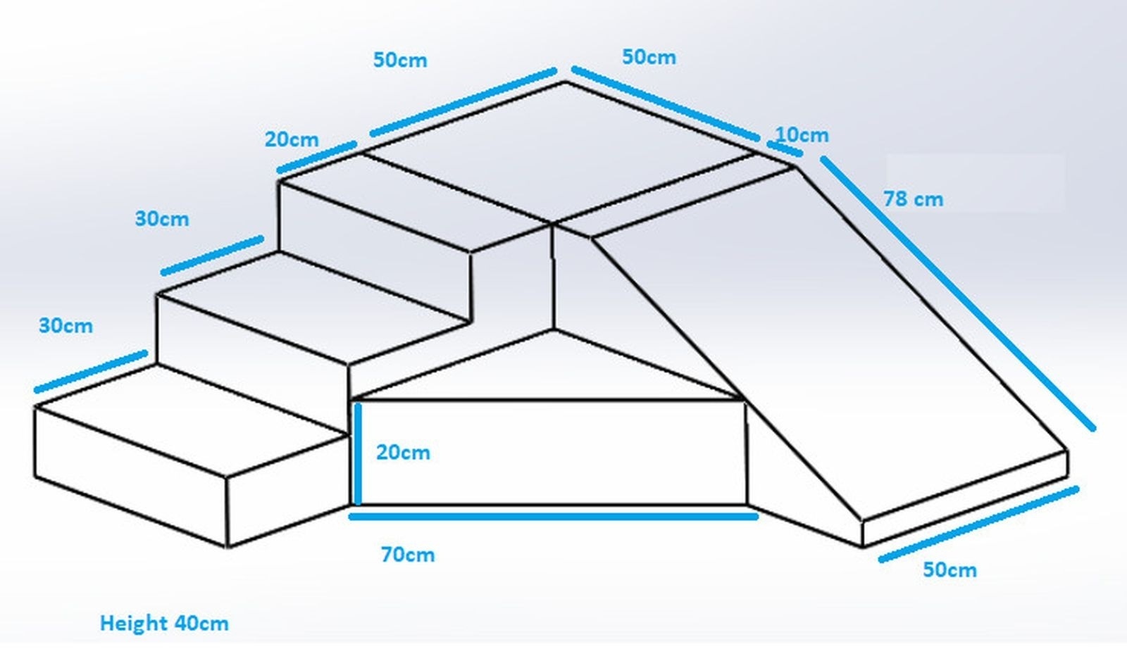 Schuimglijbaan - 40 cm hoog - wit grijs