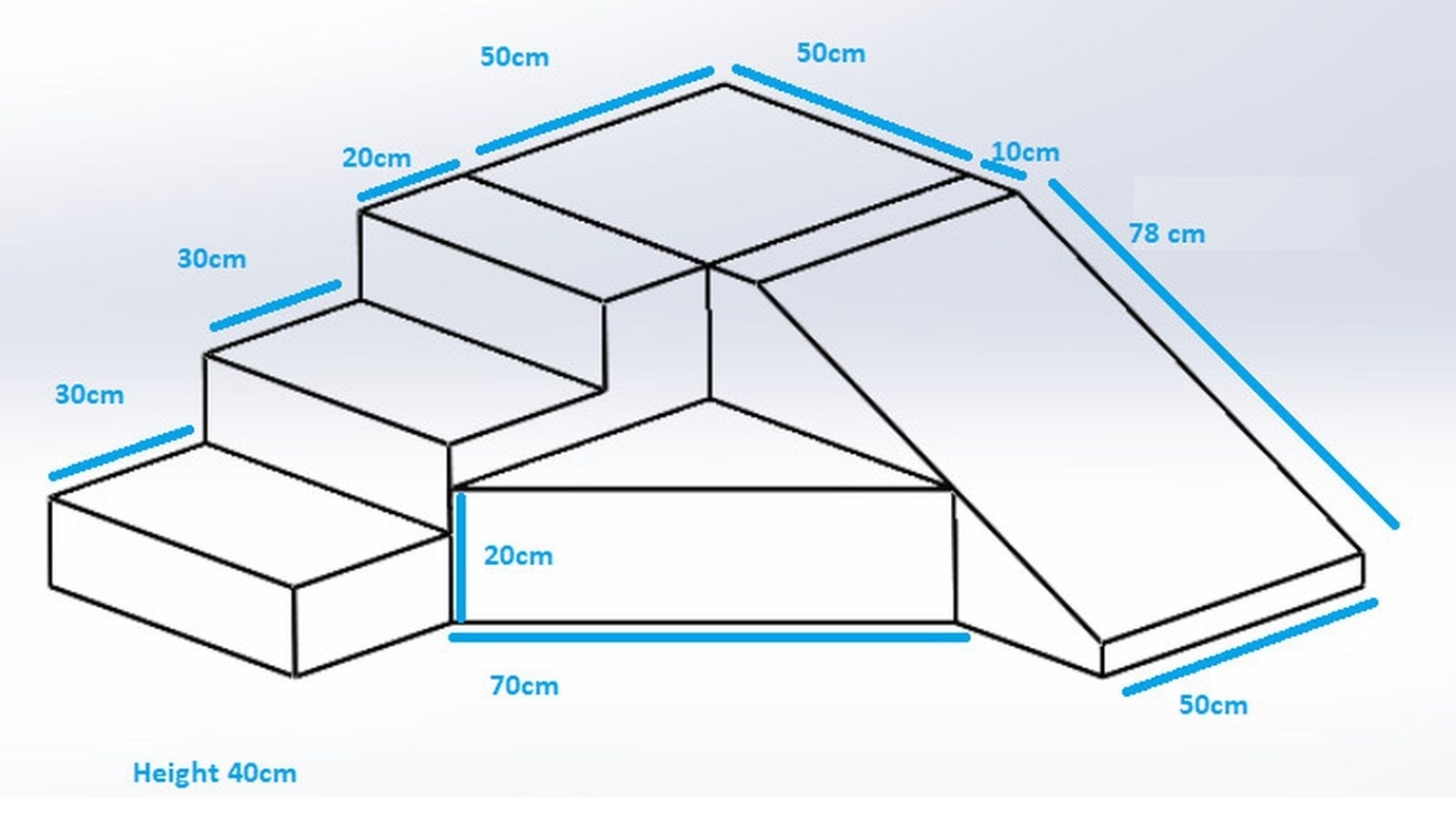 Schuimglijbaan - 40 cm hoog - wit grijs