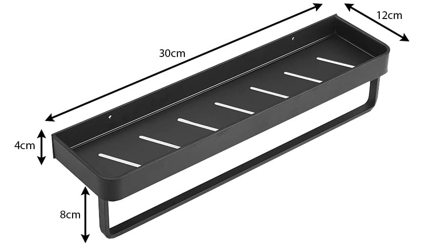 Badkamer schap 2 stuks - 30 cm zwart - metalen hanger