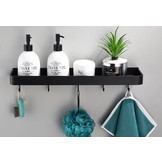 Badkamer schap 2 stuks - 30 cm zwart - metalen hanger