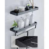 Badkamer schap 2 stuks - 30 cm zwart - metalen hanger