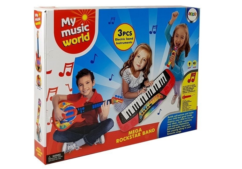 Muziekset met gitaar, keyboard & microfoon