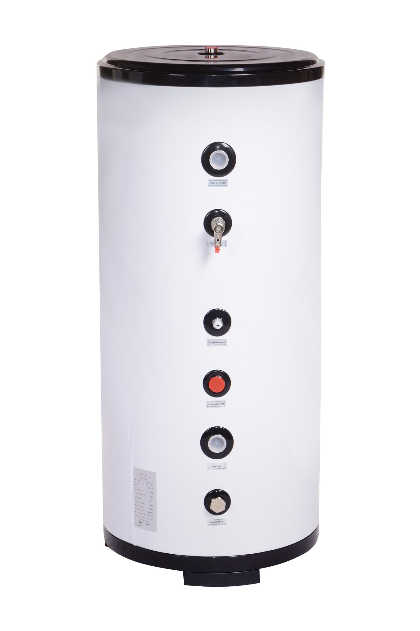 Buffervat warmtepomp - 100L watertank - RVS - 47 x104,5 cm