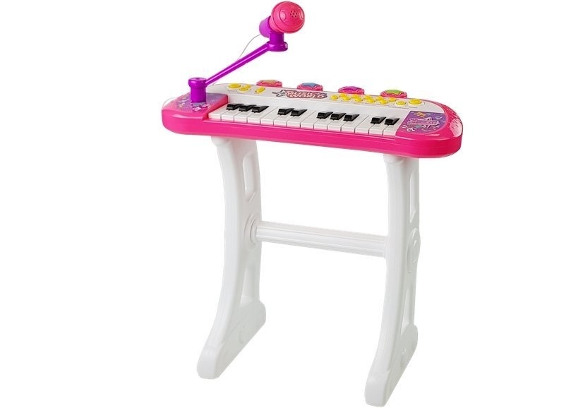 Kinder keyboard set - met microfoon & kruk - roze
